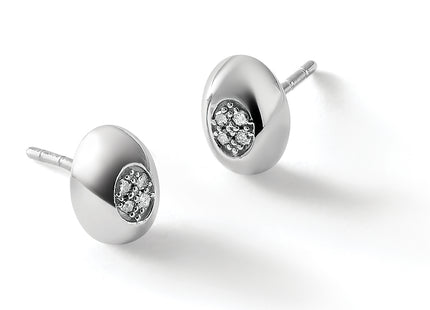 White Ice Sterling Silver Rhodium-plated Diamond Post Earrings, 9 x 7mm