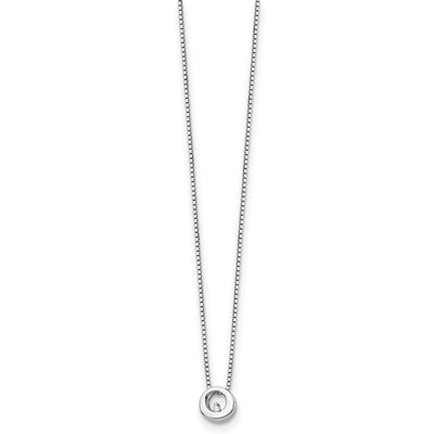 White Ice Sterling Silver Rhodium-plated Diamond Open Circle Necklace with Extender, 20 x 9mm