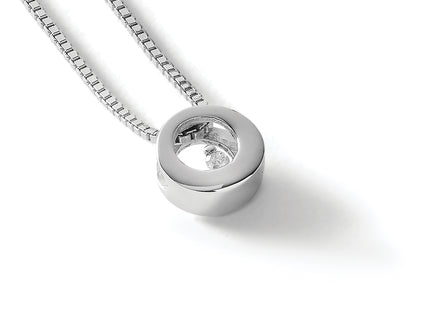 White Ice Sterling Silver Rhodium-plated Diamond Open Circle Necklace with Extender, 20 x 9mm