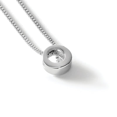 White Ice Sterling Silver Rhodium-plated Diamond Open Circle Necklace with Extender, 20 x 9mm