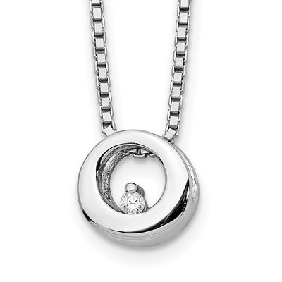 White Ice Sterling Silver Rhodium-plated Diamond Open Circle Necklace with Extender, 20 x 9mm