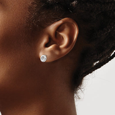 White Ice Sterling Silver Rhodium-plated Diamond Open Circle Stud Post Earrings