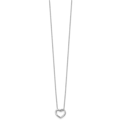 White Ice Sterling Silver Rhodium-plated Diamond Open Heart Necklace with Extender, 20 x 15mm