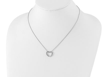 Sterling silver diamond heart necklace, further view