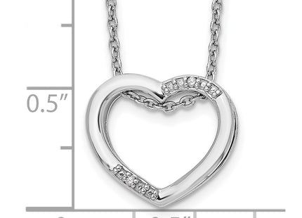 Sterling silver diamond heart necklace, another view