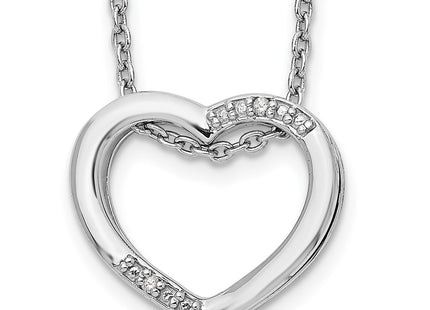 Sterling silver diamond heart necklace