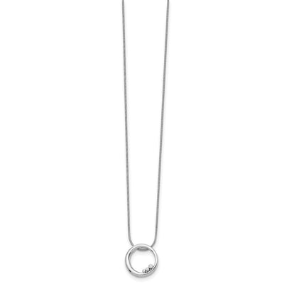 White Ice Sterling Silver Rhodium-plated Diamond Open Circle Necklace with Extender, 20 x 19mm