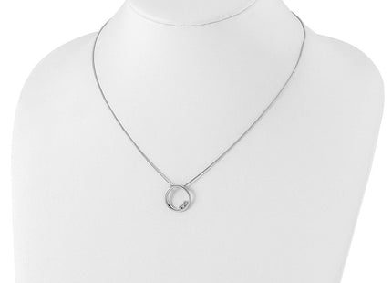 White Ice Sterling Silver Rhodium-plated Diamond Open Circle Necklace with Extender (Style QW313-18)
