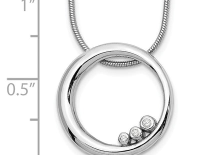 White Ice Sterling Silver Rhodium-plated Diamond Open Circle Necklace with Extender (Style QW313-18)