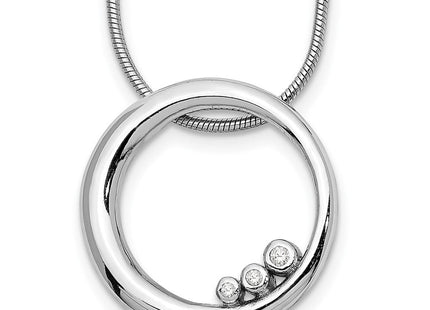 White Ice Sterling Silver Rhodium-plated Diamond Open Circle Necklace with Extender (Style QW313-18)