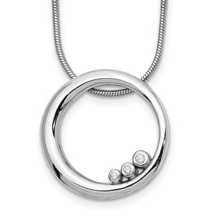 White Ice Sterling Silver Rhodium-plated Diamond Open Circle Necklace with Extender (Style QW313-18)