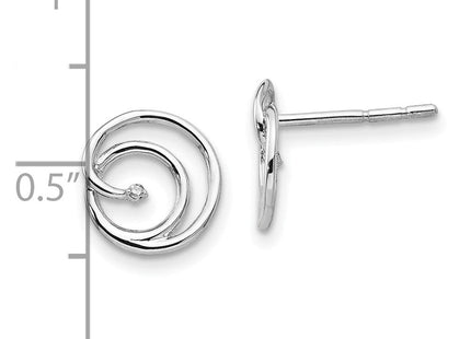 White Ice Sterling Silver Rhodium-plated Diamond Swirl Post Earrings (Style QW317)