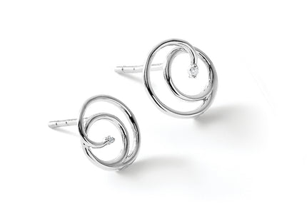 White Ice Sterling Silver Rhodium-plated Diamond Swirl Post Earrings, 10 x 10mm