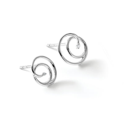 White Ice Sterling Silver Rhodium-plated Diamond Swirl Post Earrings, 10 x 10mm