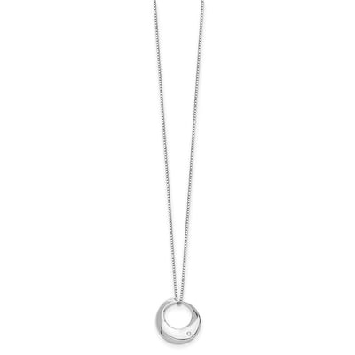White Ice Sterling Silver Rhodium-plated Diamond Open Circle Necklace with Extender, 20 x 22mm