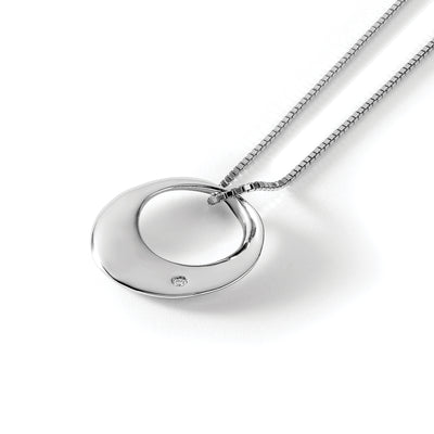 White Ice Sterling Silver Rhodium-plated Diamond Open Circle Necklace with Extender, 20 x 22mm