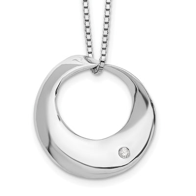 White Ice Sterling Silver Rhodium-plated Diamond Open Circle Necklace with Extender, 20 x 22mm