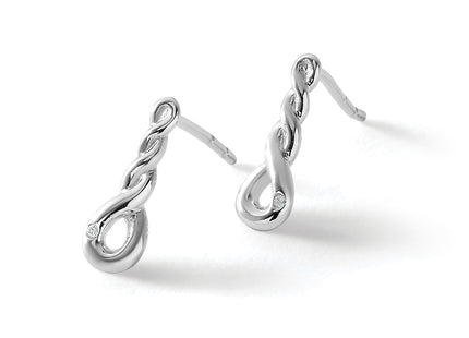 White Ice Sterling Silver Rhodium-plated Twisted Diamond Post Dangle Earrings