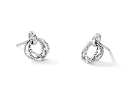 White Ice Sterling Silver Rhodium-plated Three Ring Diamond Post Earrings