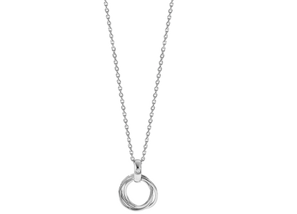 White Ice Sterling Silver Rhodium-plated Diamond Three Ring Necklace with Extender