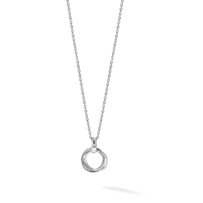 White Ice Sterling Silver Rhodium-plated Diamond Three Ring Necklace with Extender