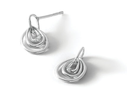 White Ice Sterling Silver Rhodium-plated Teardrop Diamond Post Dangle Earrings