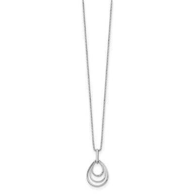 White Ice Sterling Silver Rhodium-plated Diamond Fancy Teardrop Necklace with Extender, 20 x 17mm