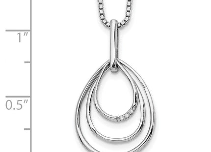 White Ice Sterling Silver Rhodium-plated Diamond Fancy Teardrop Necklace with Extender (Style QW332-18)