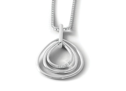 White Ice Sterling Silver Rhodium-plated Diamond Fancy Teardrop Necklace with Extender, 20 x 17mm