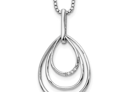 White Ice Sterling Silver Rhodium-plated Diamond Fancy Teardrop Necklace with Extender (Style QW332-18)