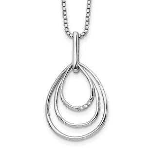 White Ice Sterling Silver Rhodium-plated Diamond Fancy Teardrop Necklace with Extender (Style QW332-18)
