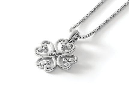 White Ice Sterling Silver Rhodium-plated Diamond 4 Heart Necklace with Extender