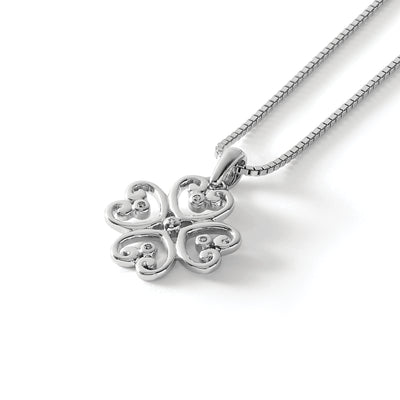 White Ice Sterling Silver Rhodium-plated Diamond 4 Heart Necklace with Extender