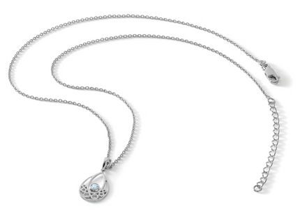 White Ice Sterling Silver Rhodium-plated Blue Topaz Necklace with Extender