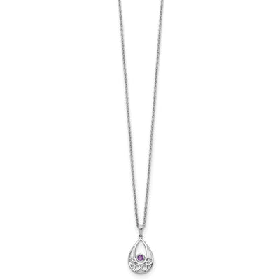 White Ice Sterling Silver Rhodium-plated Amethyst Necklace with Extender