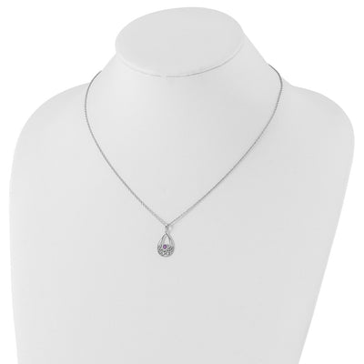 White Ice Sterling Silver Rhodium-plated Amethyst Necklace with Extender