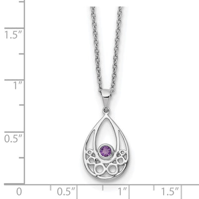 White Ice Sterling Silver Rhodium-plated Amethyst Necklace with Extender