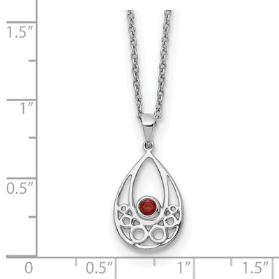 White Ice Sterling Silver Rhodium-plated Garnet Necklace with Extender