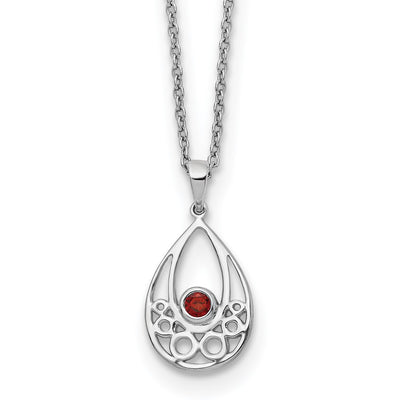 White Ice Sterling Silver Rhodium-plated Garnet Necklace with Extender