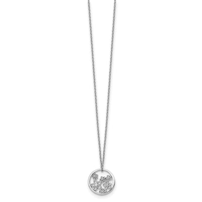 White Ice Sterling Silver Rhodium-plated Diamond Flower Necklace with Extender, 20 x 19mm