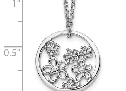 White Ice Sterling Silver Rhodium-plated Diamond Flower Necklace with Extender (Style QW341-18)