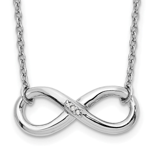 White Ice Sterling Silver Rhodium-plated Diamond Infinity Necklace, 18 x 18mm