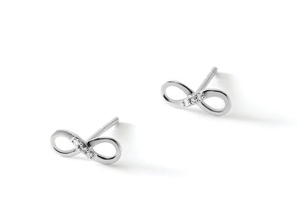 White Ice Sterling Silver Rhodium-plated Infinity Symbol Diamond Post Earrings