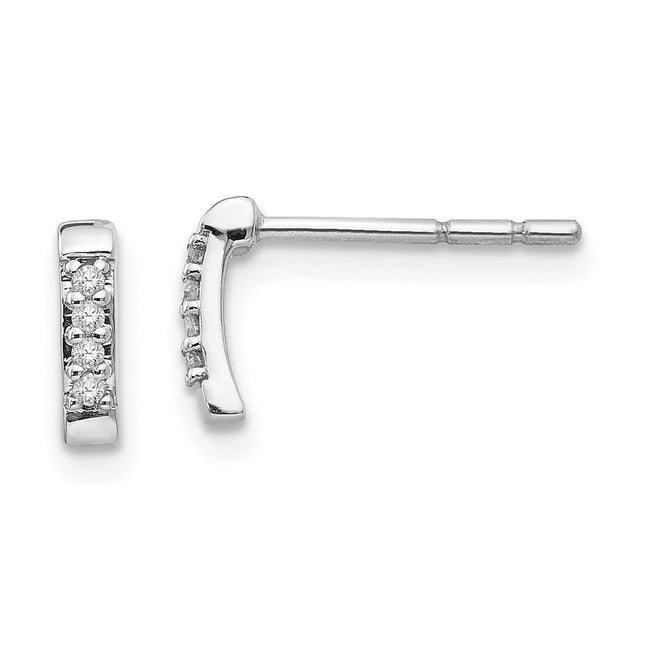 White Ice Sterling Silver Rhodium-plated Diamond Post Earrings, 8 x 2mm