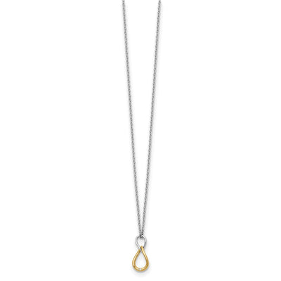 White Ice Sterling Silver Rhodium-plated Gold-tone Diamond Necklace with Extender, 20 x 8mm