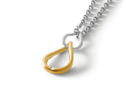 White Ice Sterling Silver Rhodium-plated Gold-tone Diamond Necklace with Extender, 20 x 8mm