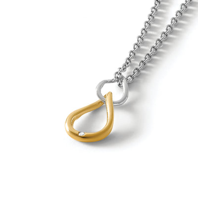 White Ice Sterling Silver Rhodium-plated Gold-tone Diamond Necklace with Extender, 20 x 8mm