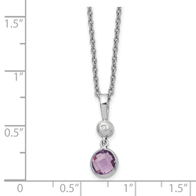White Ice Sterling Silver Rhodium-plated Diamond and Amethyst Necklace with Extender