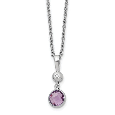 White Ice Sterling Silver Rhodium-plated Diamond and Amethyst Necklace with Extender