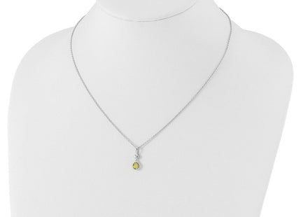 White Ice Sterling Silver Rhodium-plated Diamond and Peridot Necklace with Extender (Style QW359PE-18)